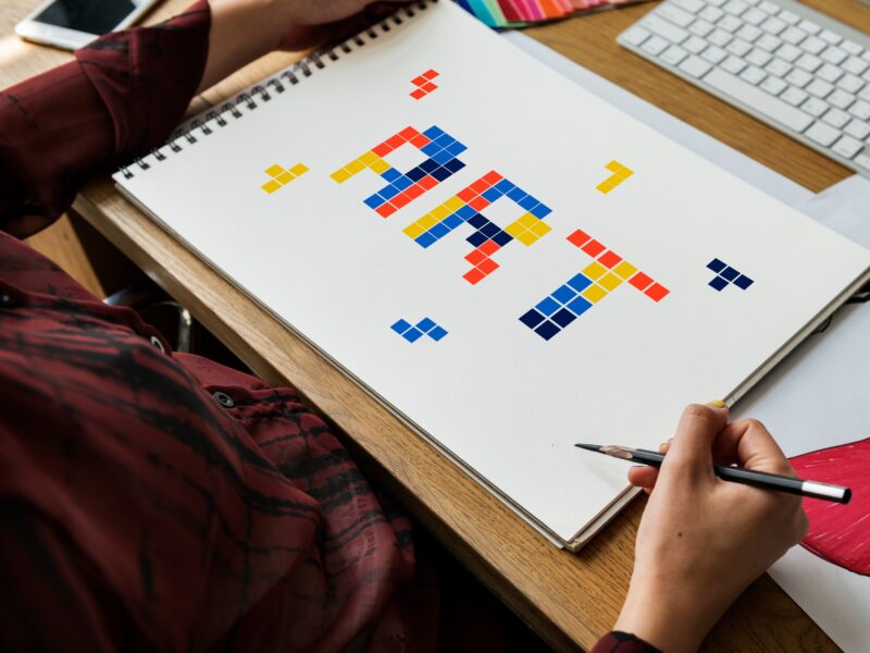 8 bit words illustration of creativity art design ideas