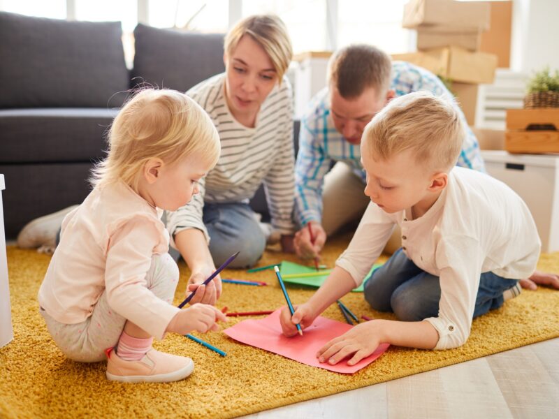Family drawing house of dream