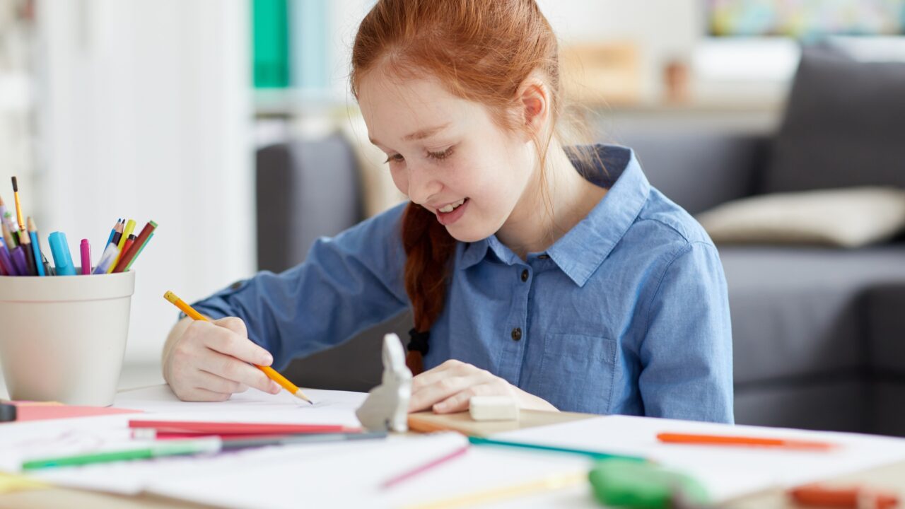 Ginger Teenage Girl Drawing