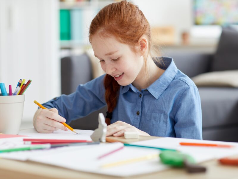 Ginger Teenage Girl Drawing
