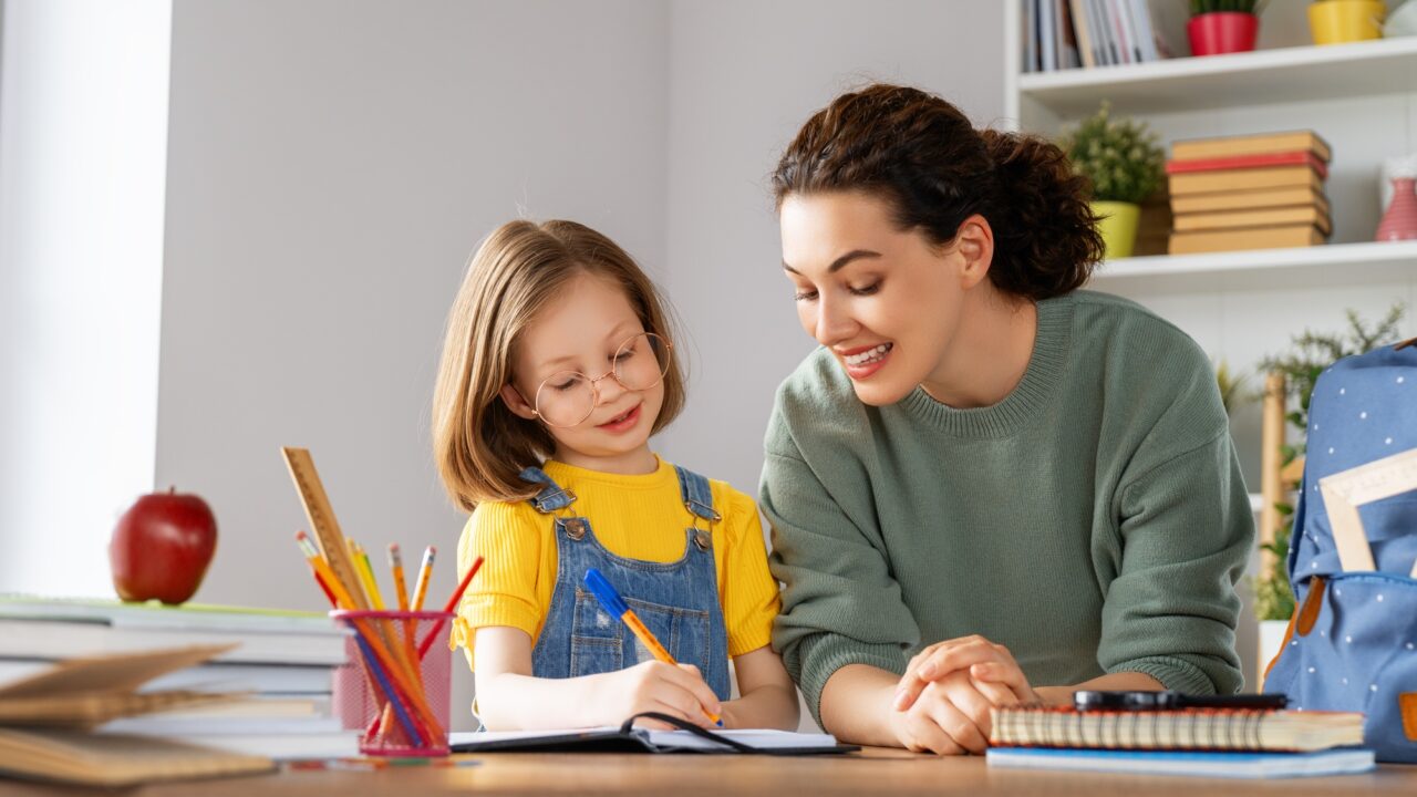 Girl doing homework
