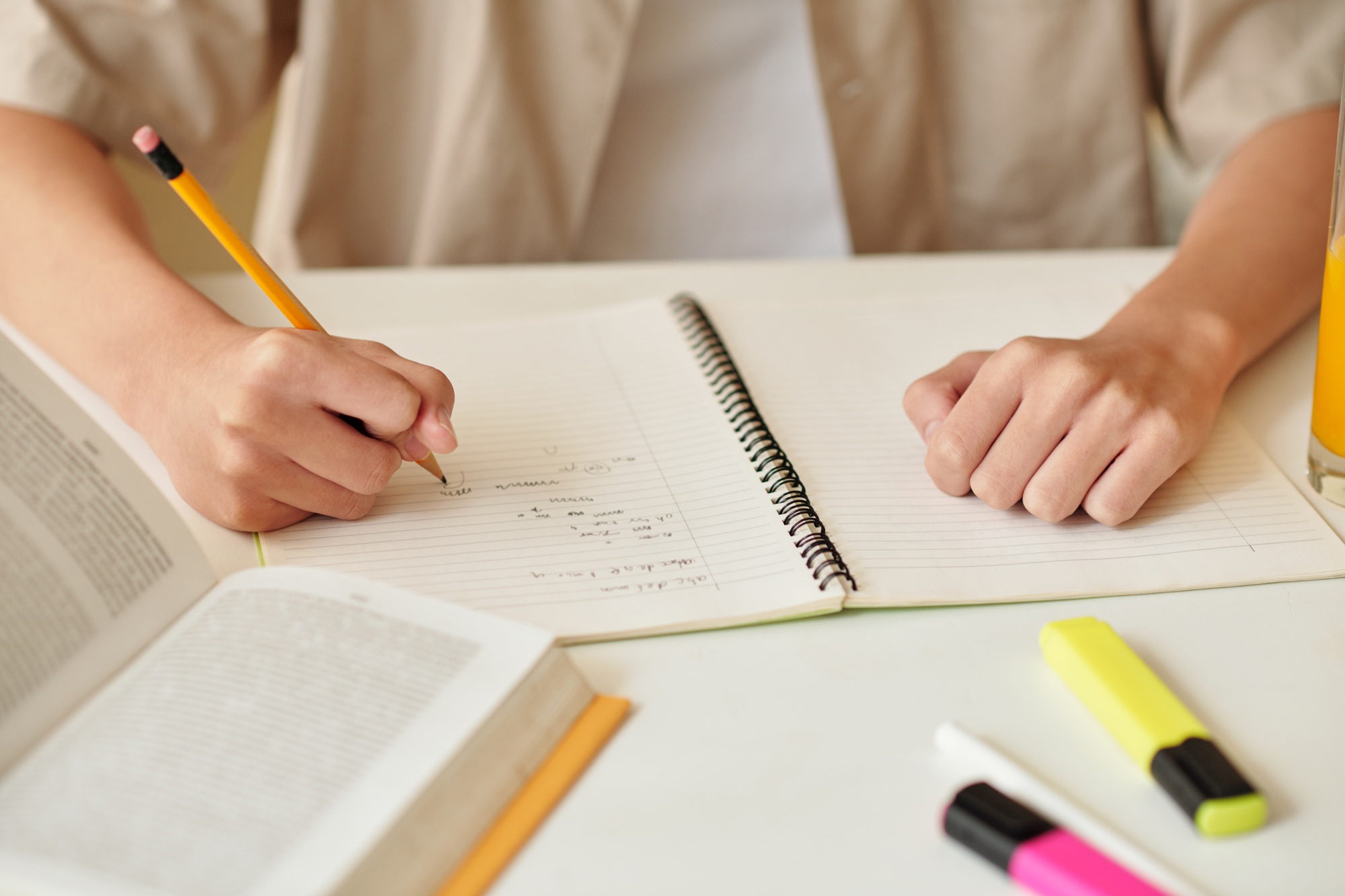 Schoolkid Doing Math Homework