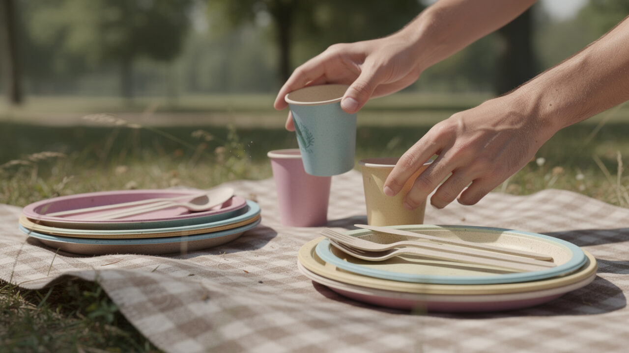 découvrez notre vaisselle jetable colorée, une alternative écologique idéale pour des pique-niques responsables et festifs. pratique, recyclable et respectueuse de l'environnement.