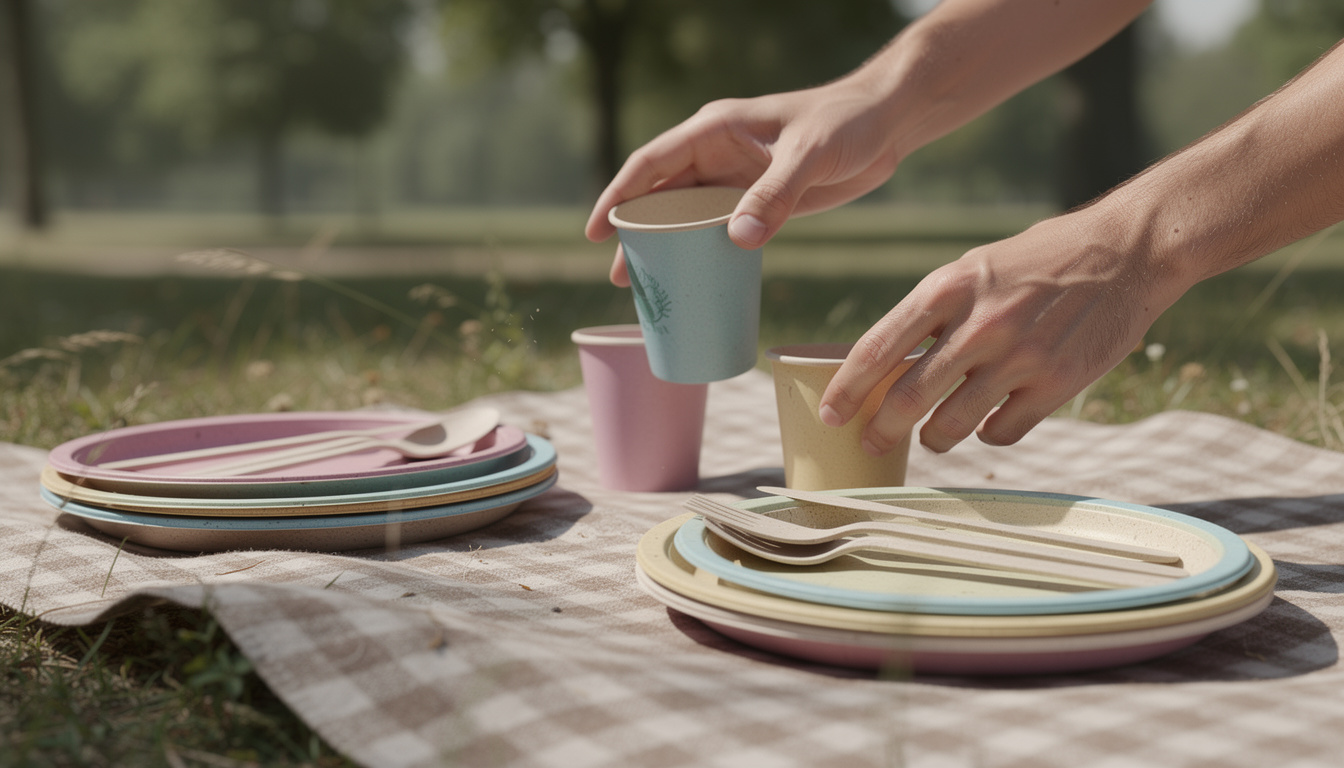 découvrez notre vaisselle jetable colorée, une alternative écologique idéale pour des pique-niques responsables et festifs. pratique, recyclable et respectueuse de l'environnement.