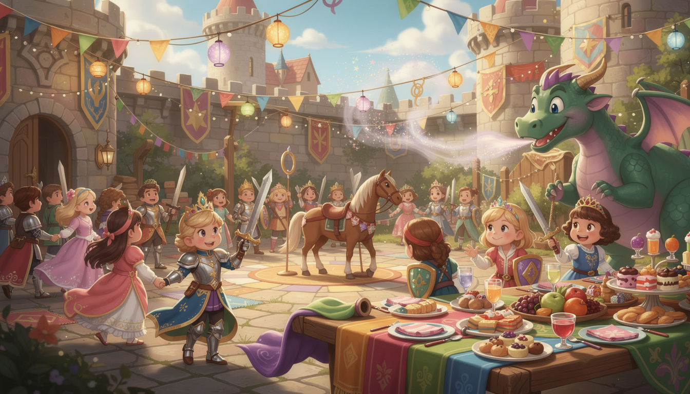 organisez une fête d'anniversaire pour enfants sur le thème médiéval, avec une ambiance magique et inoubliable pour vos amis et petits invités.