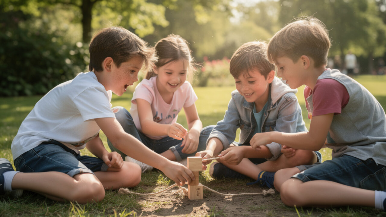 découvrez un gage, un jeu pour enfants qui stimule l'esprit d'équipe de manière ludique et amusante, parfait pour renforcer la coopération entre les petits.