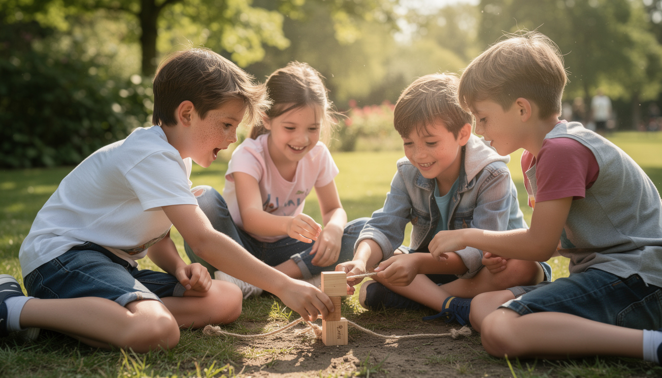 découvrez un gage, un jeu pour enfants qui stimule l'esprit d'équipe de manière ludique et amusante, parfait pour renforcer la coopération entre les petits.