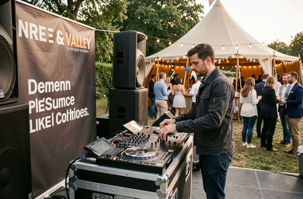 DJ professionnel avec équipement de sonorisation lors d'un événement en plein air en Centre-Val de Loire